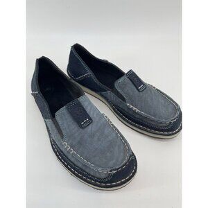 Ariat Slip On Loafers Blue Womens Size 8B Zebra Suede Western Cowboy Logo